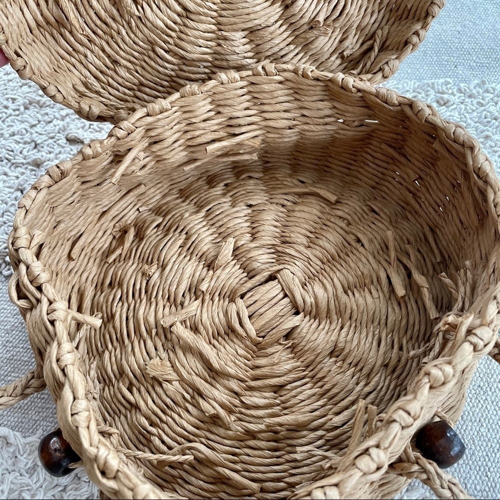 STRAW ROUND CROSSBODY BAG  WITH TOP HANDLE - Picture 14 of 14